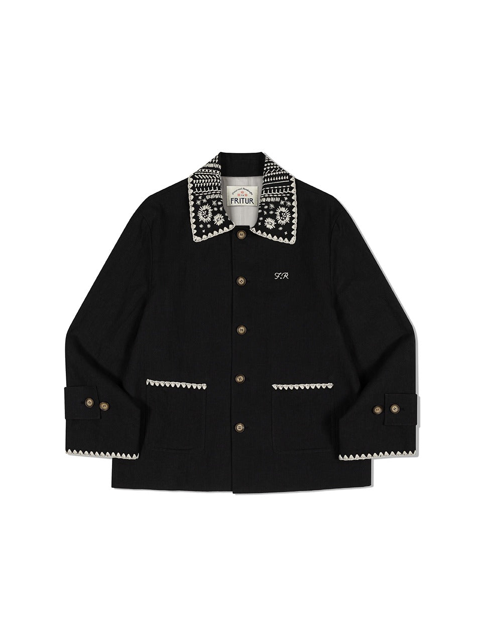  Embroidery Collar Jacket  BLACK
