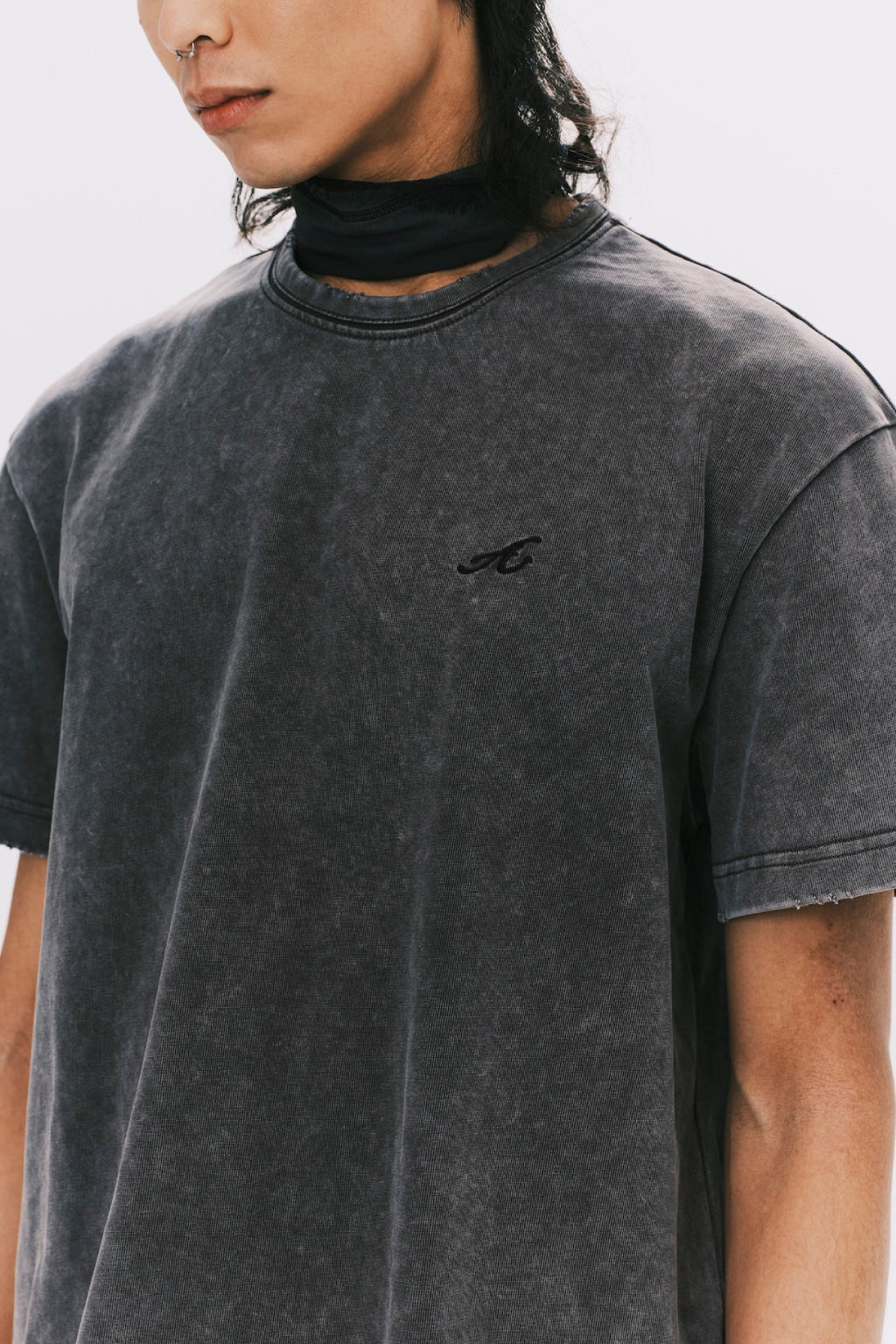 "A" WASHED BASIC SS TEE GREY