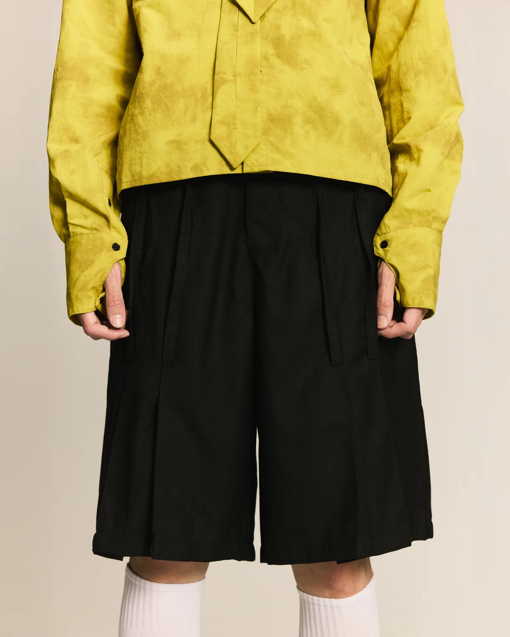 Pleated Skirt Pants Black