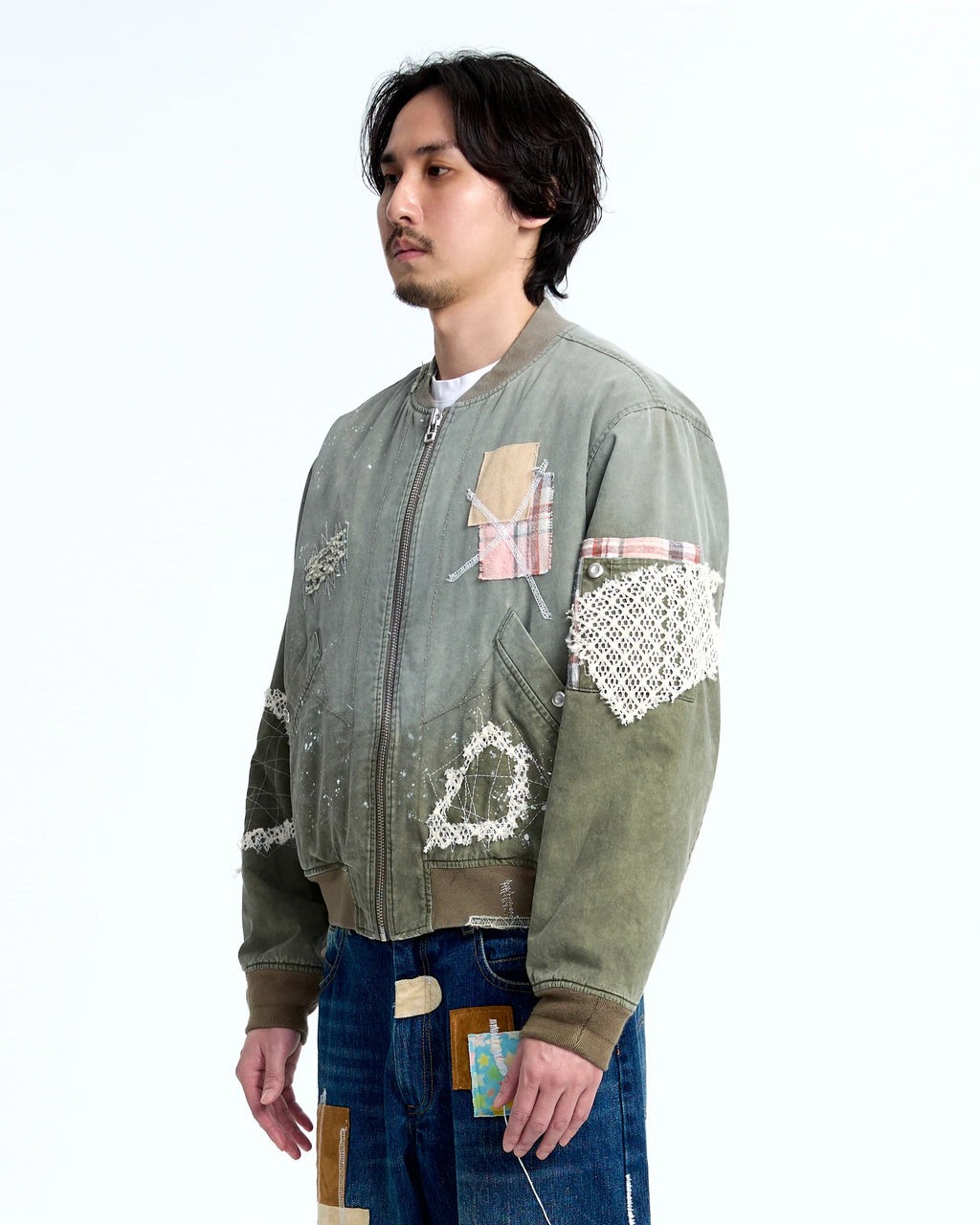 Patched MA-1 flight jacket Green
