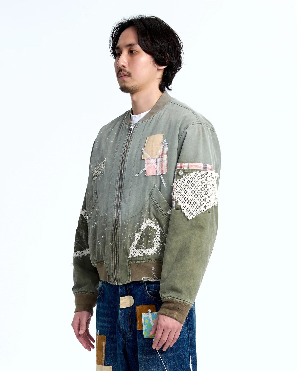 Patched MA-1 flight jacket Green