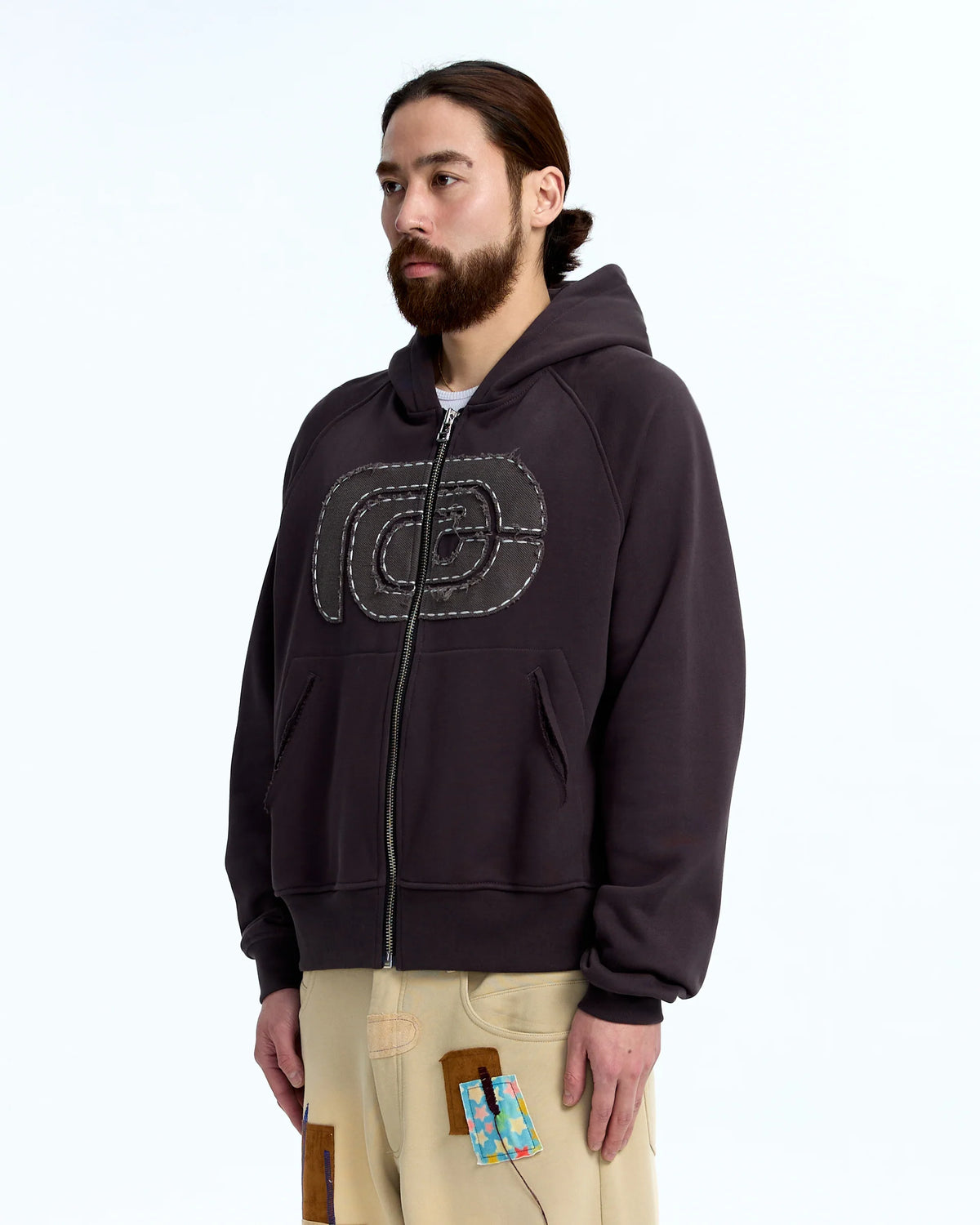 Logo patch zip up Ash