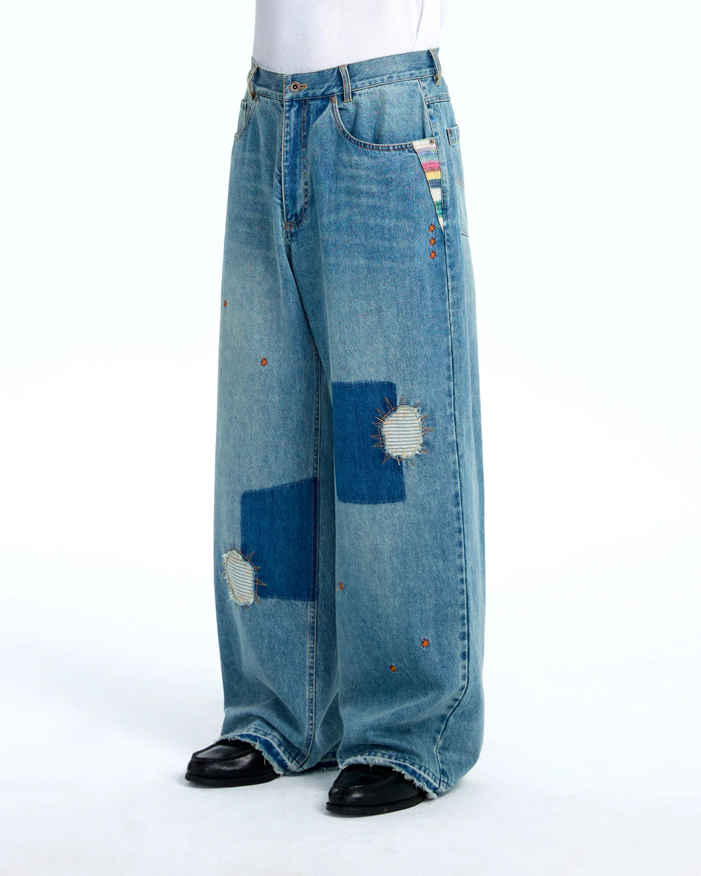 Mohair denim pants Washed denim
