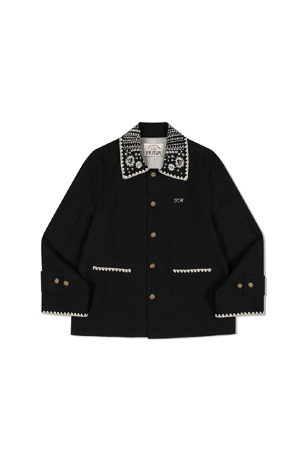  Embroidery Collar Jacket  BLACK