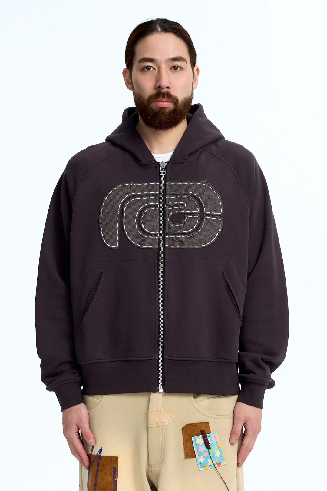 Logo patch zip up Ash