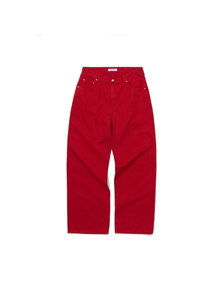 Straight Cotton Pants RED