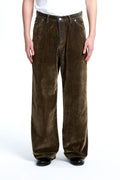 Flocked denim pants Dark olive