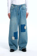 Mohair denim pants Washed denim