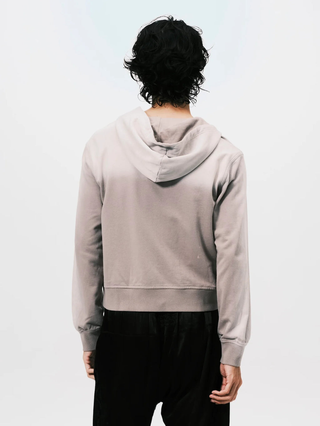 WASHED NAPOLEON ZIP HOODIE GREY
