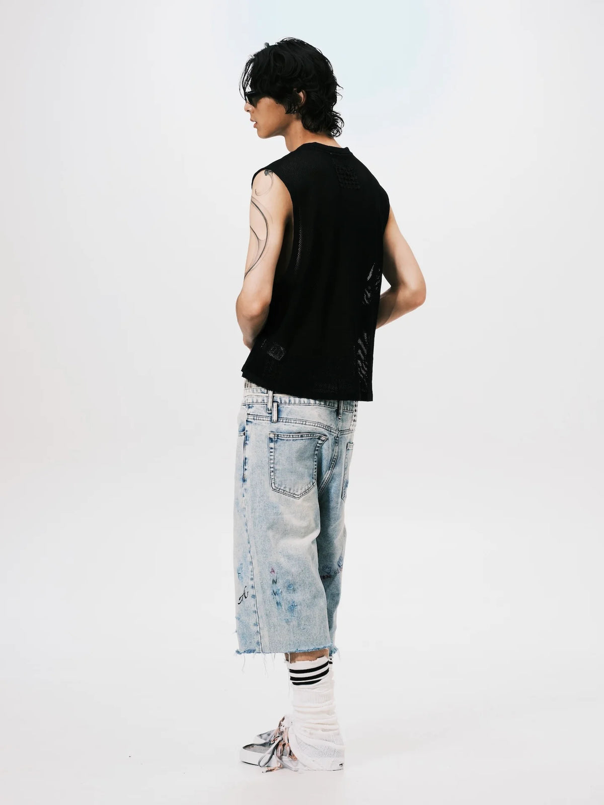 SKETCH DENIM SHORTS  LIGHT BLUE