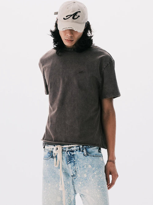 "A" WASHED BASIC SS TEE BROWN