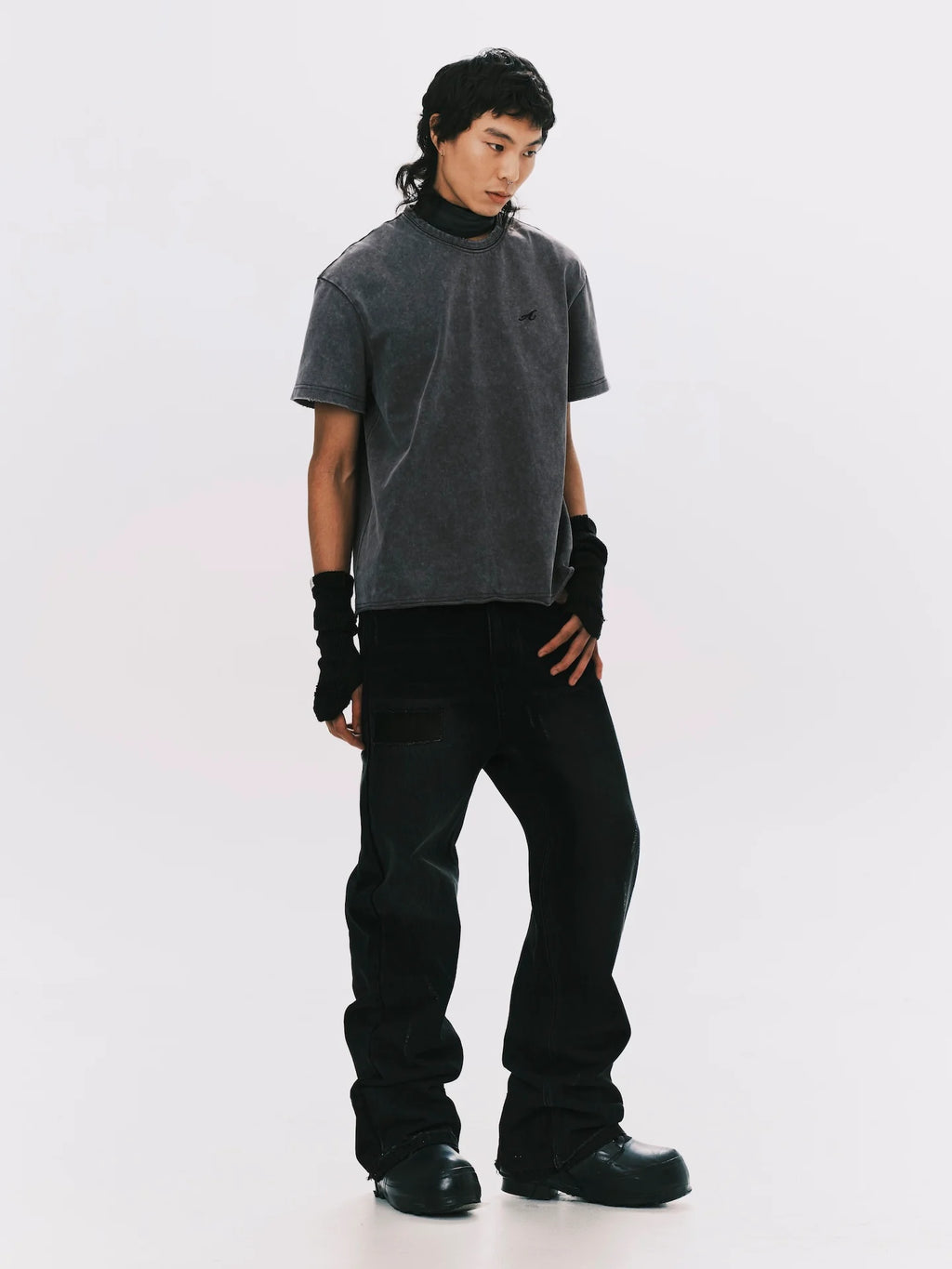 "A" WASHED BASIC SS TEE GREY