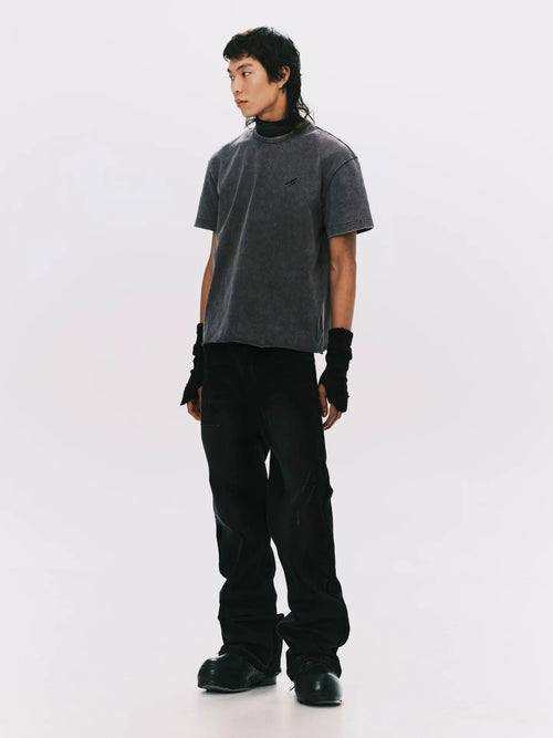 "A" WASHED BASIC SS TEE GREY