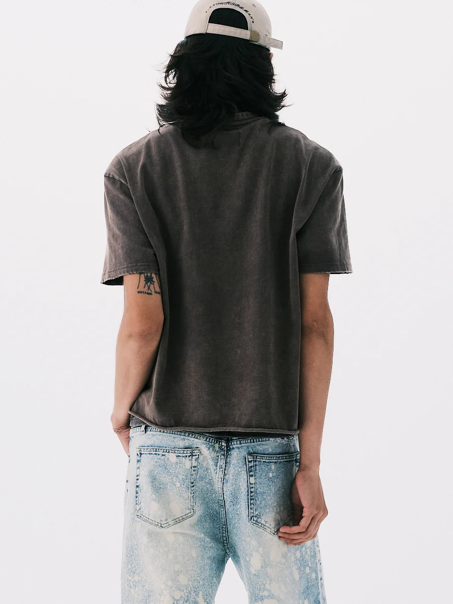 "A" WASHED BASIC SS TEE BROWN