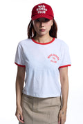 W CRACKED RINGER T-SHIRTS WHITE/RED