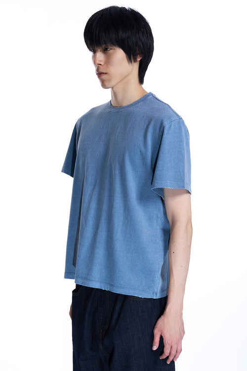 DAMAGED COLOR DYED CROP
T-SHIRT WASHED BLUE