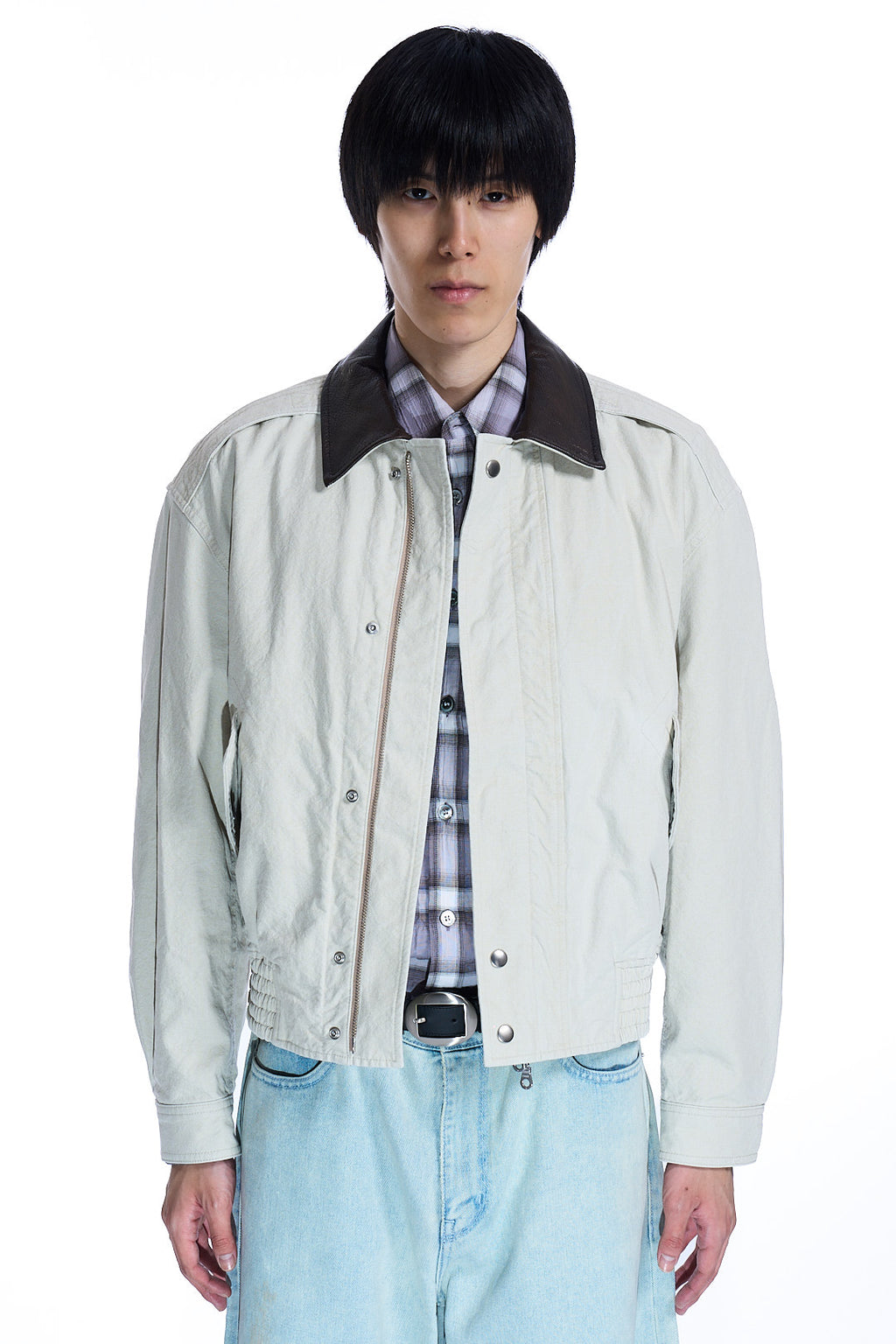 LEATHER COLLAR WASHED
CATIONIZED BOMBER WASHED SAND BEIGE
