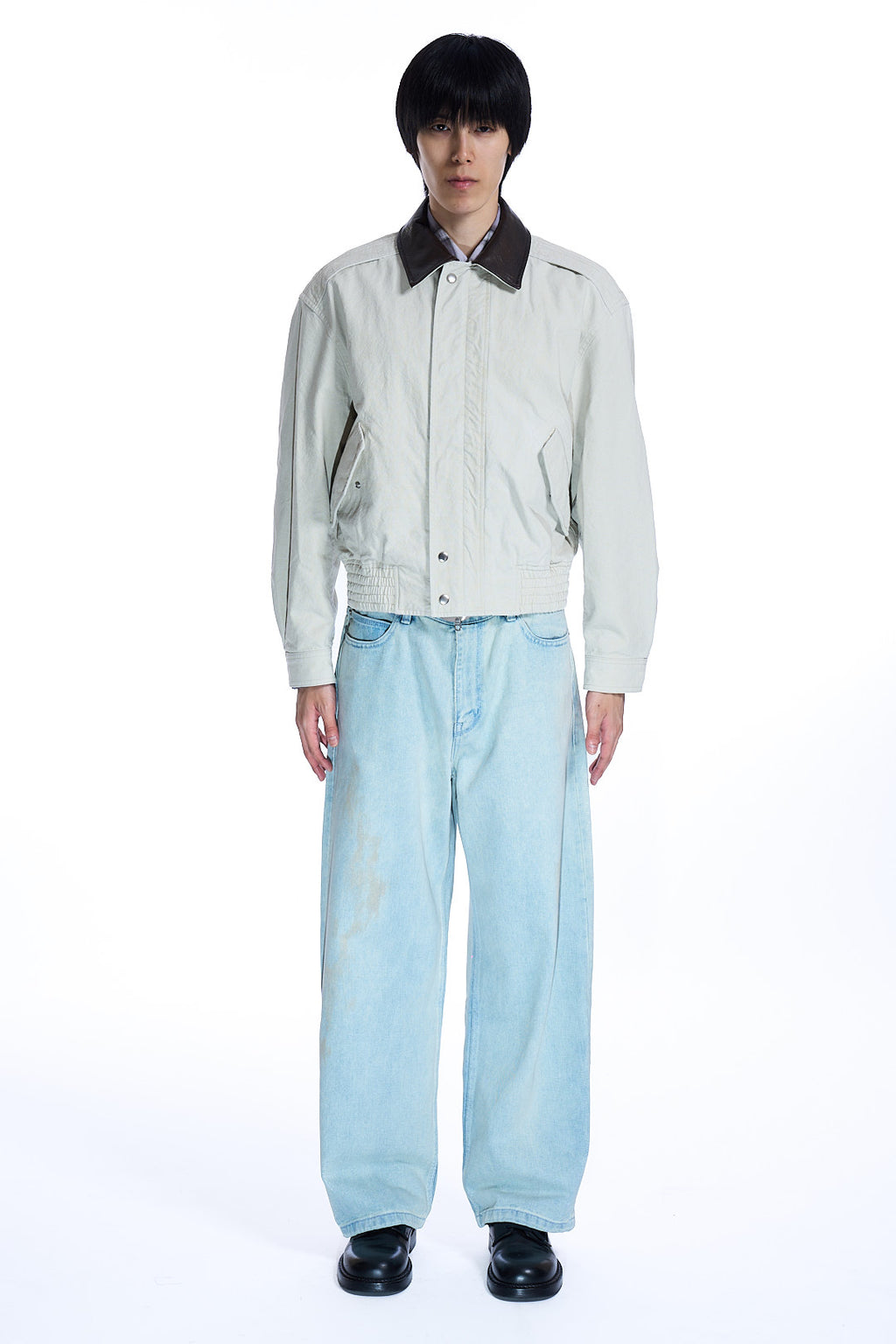 LEATHER COLLAR WASHED
CATIONIZED BOMBER WASHED SAND BEIGE