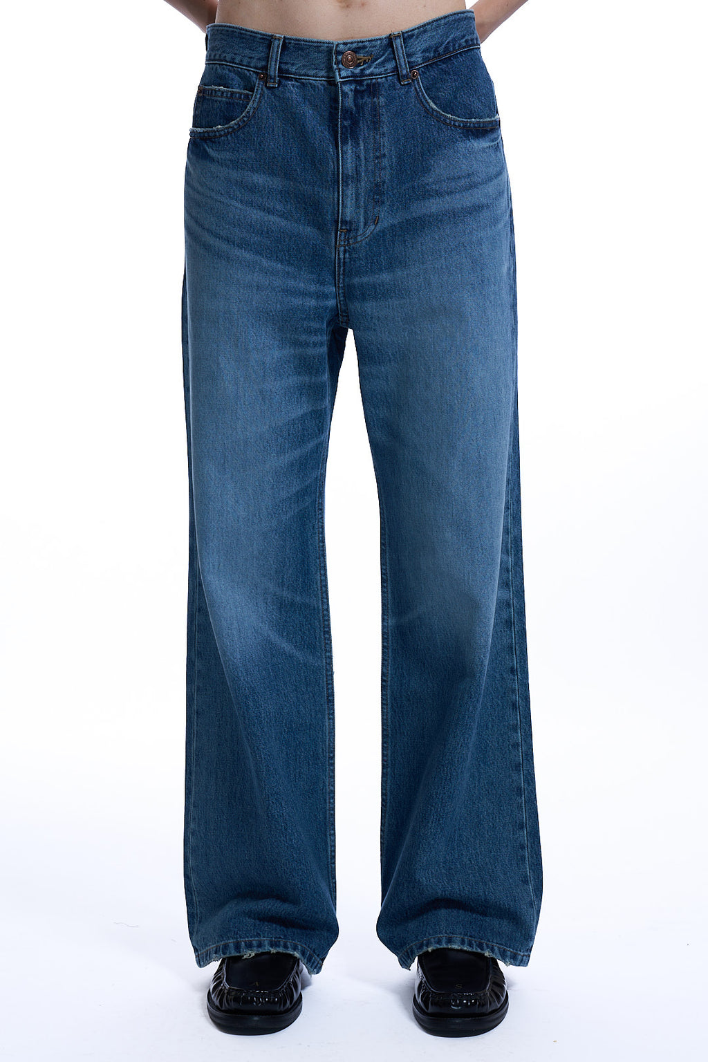 VINTAGE WASHED FLARED JEANS BLUE