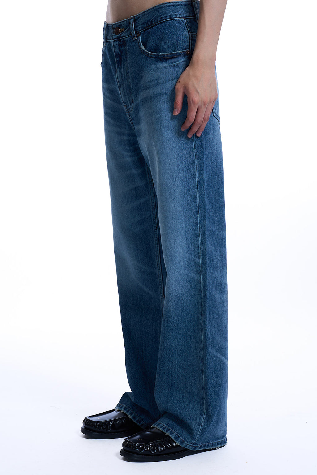 VINTAGE WASHED FLARED JEANS BLUE