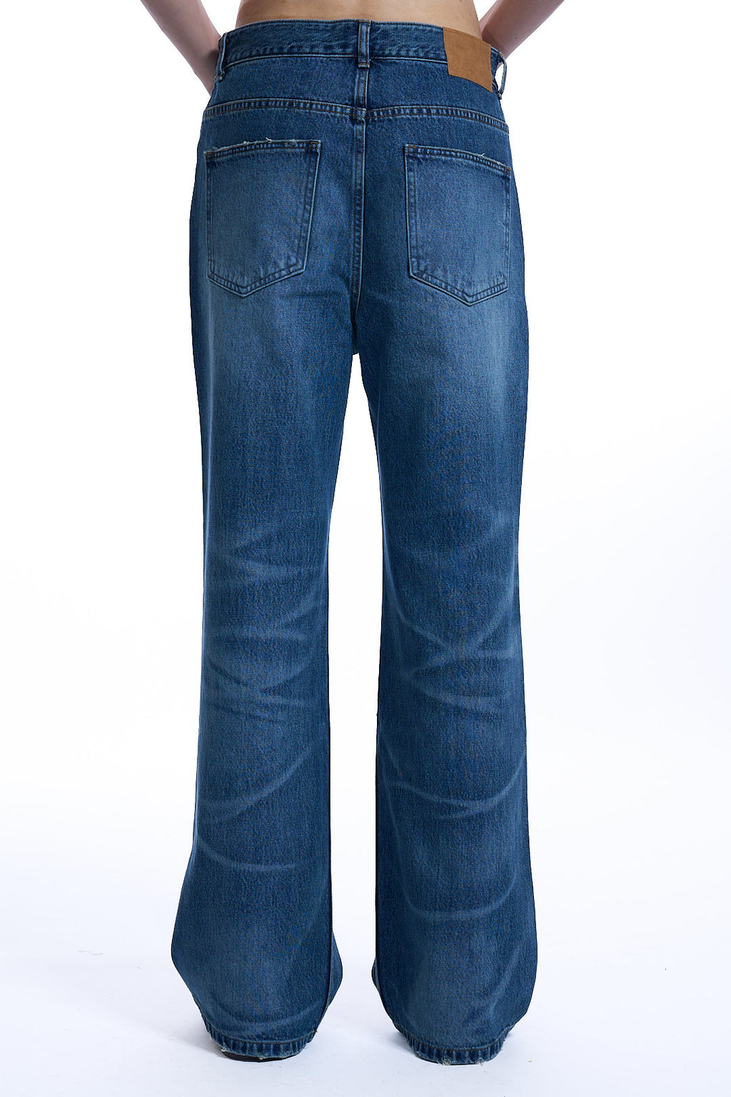 VINTAGE WASHED FLARED JEANS BLUE