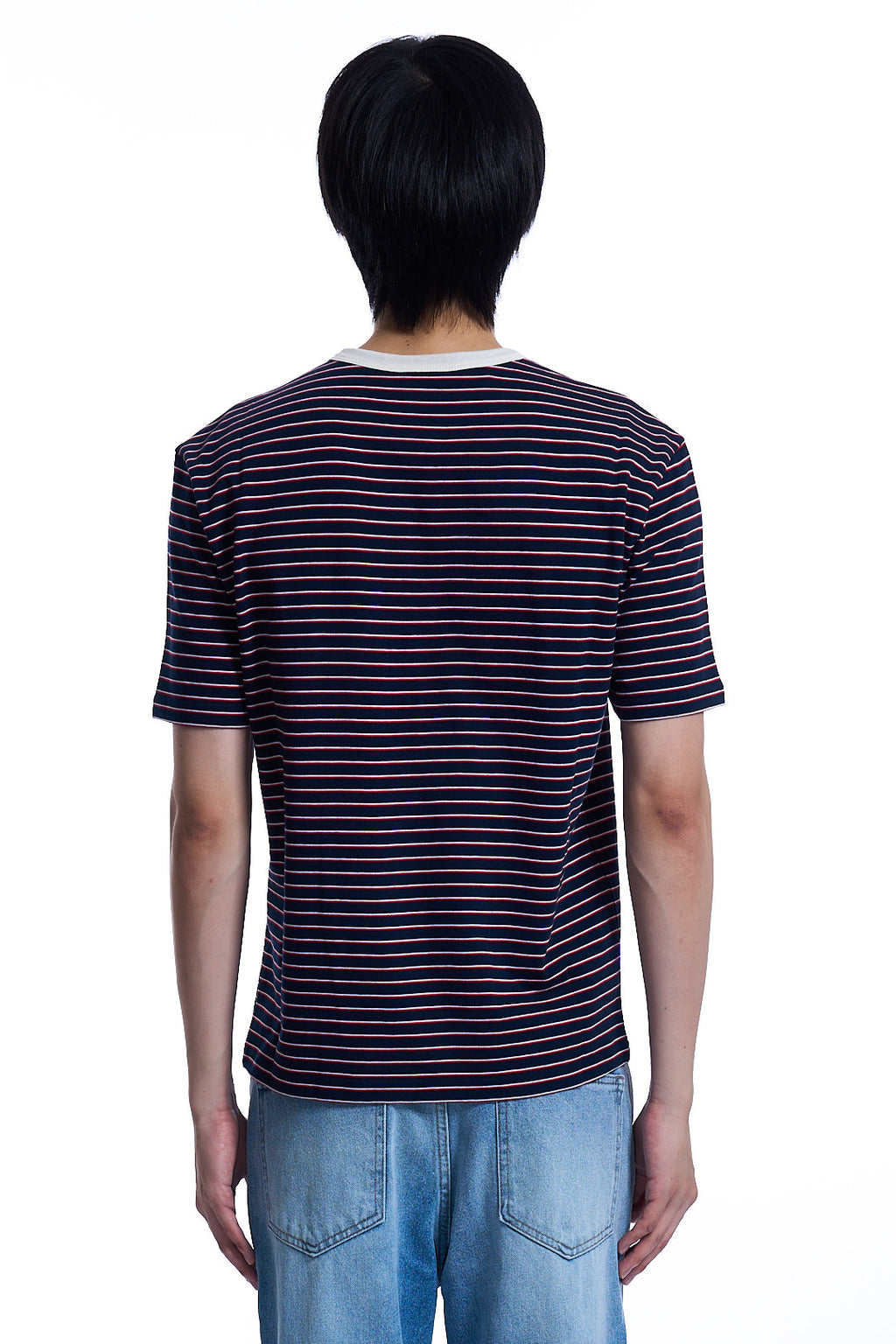 STRIPE HENLEY RINGER T-SHIRT NAVY