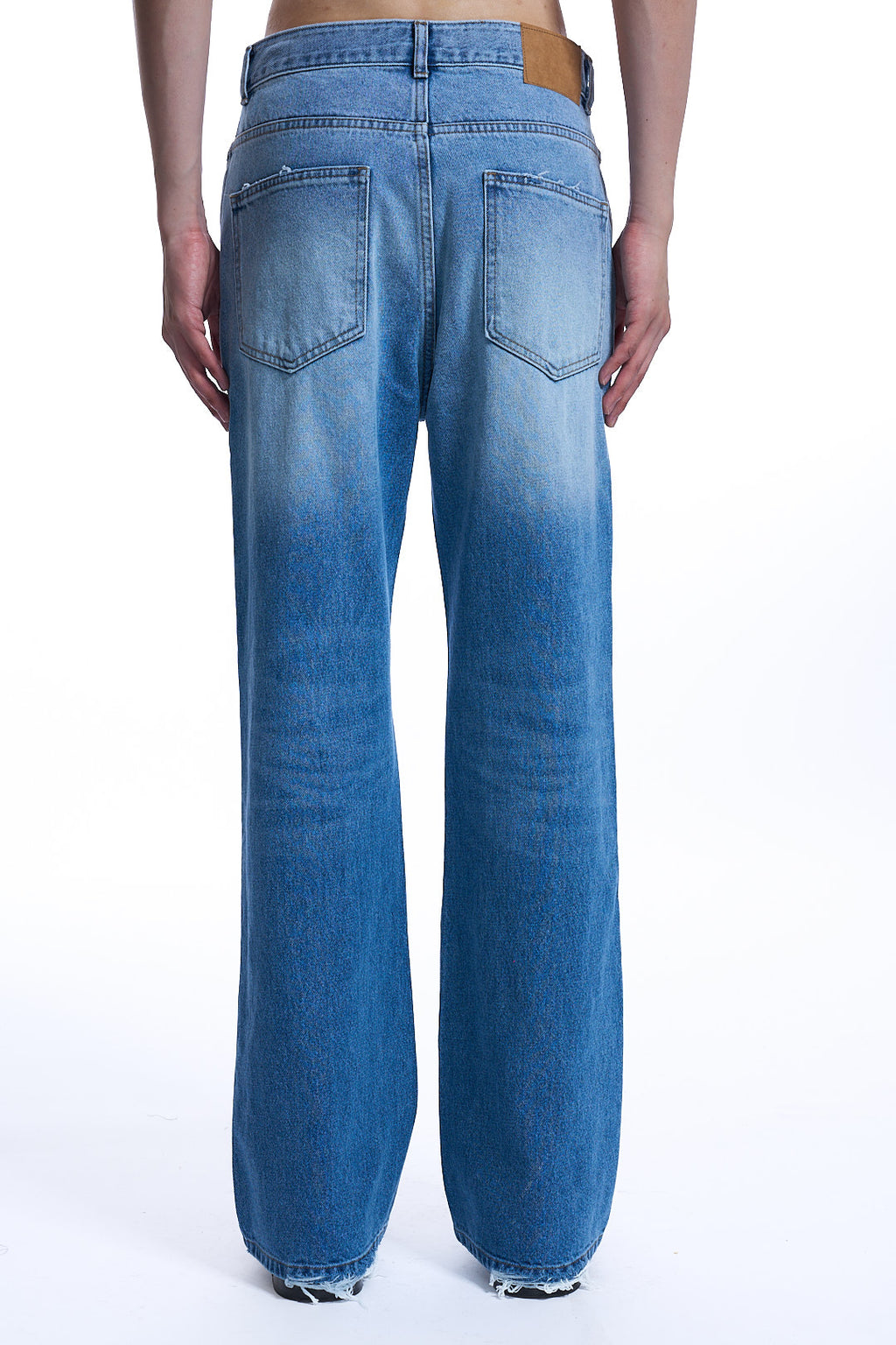 DESTROYED FLARED JEANS BLUE