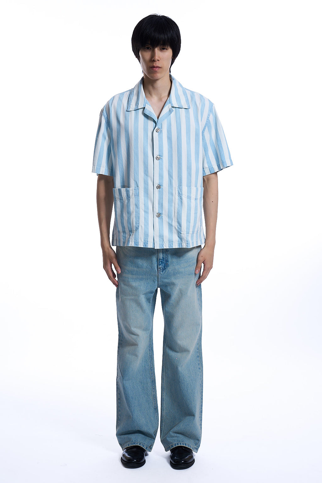 STRIPE INDIGO DENIM SHIRT BLUE