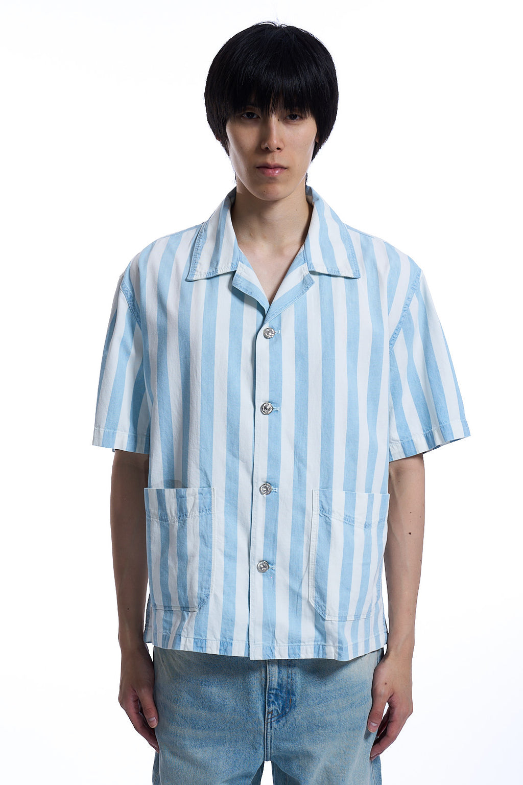 STRIPE INDIGO DENIM SHIRT BLUE