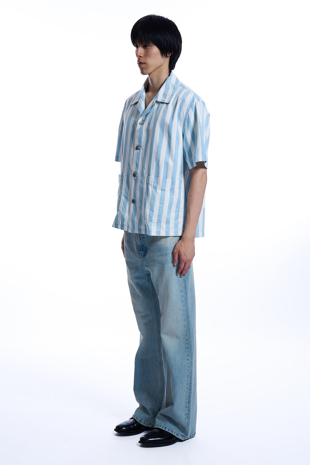 STRIPE INDIGO DENIM SHIRT BLUE