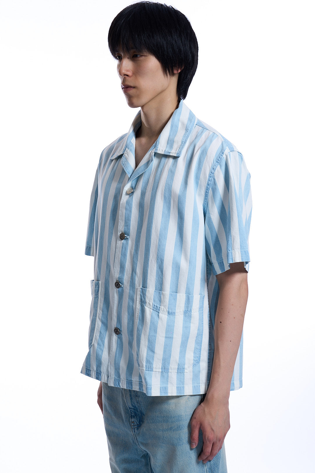 STRIPE INDIGO DENIM SHIRT BLUE