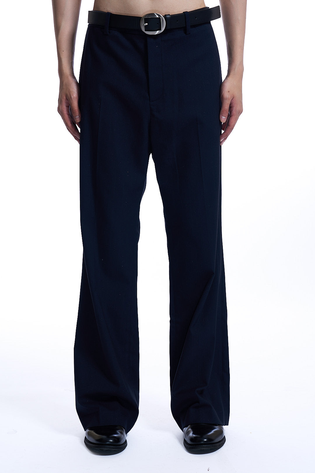 JAPANESE STRIPED FLARED PANTS BLACK
