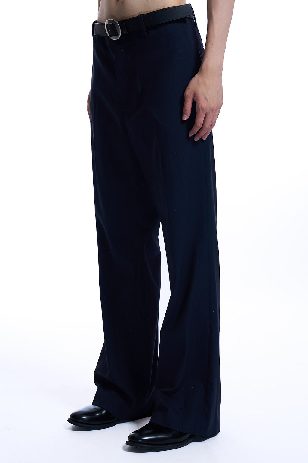 JAPANESE STRIPED FLARED PANTS BLACK