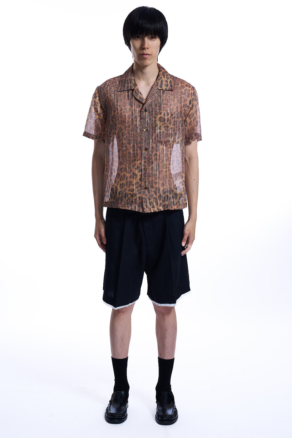 ITALIAN SHEER LEOPARD HALF SHIRT LEOPARD