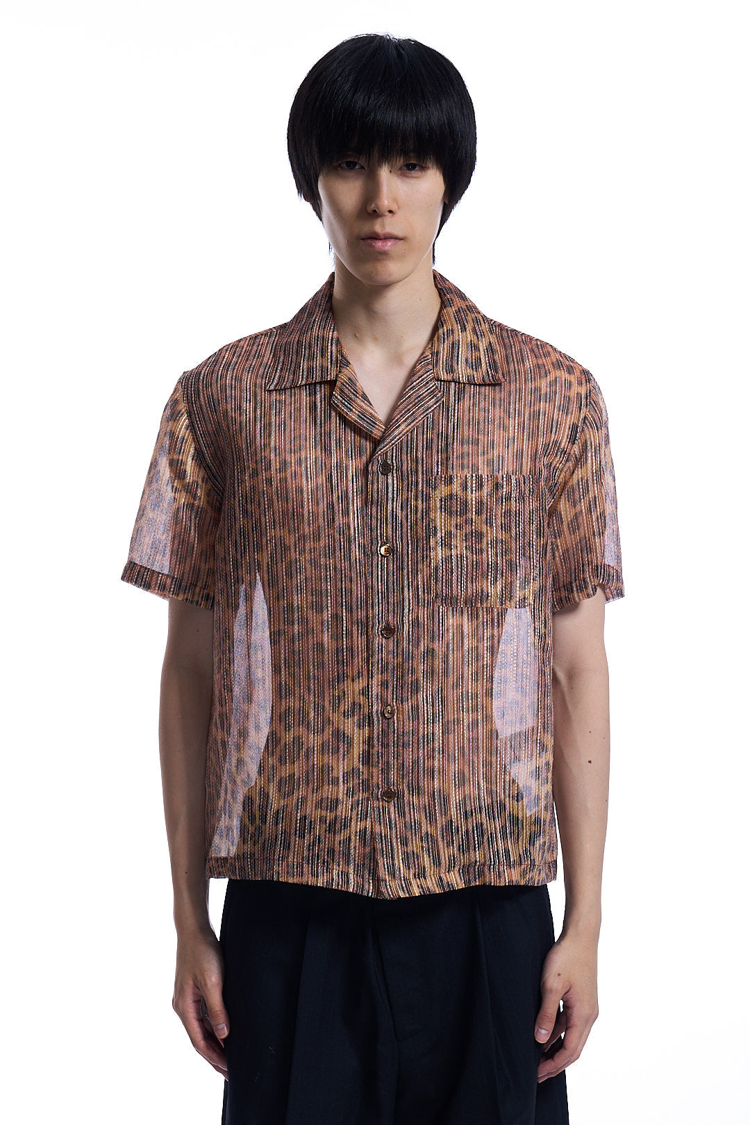 ITALIAN SHEER LEOPARD HALF SHIRT LEOPARD