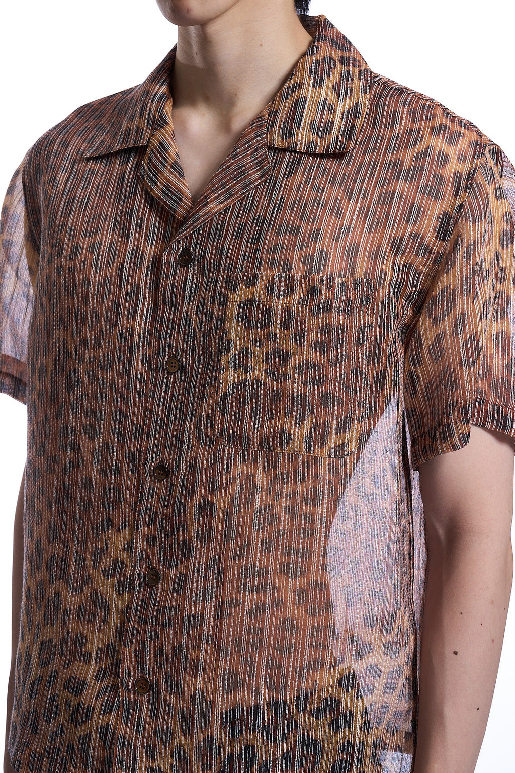 ITALIAN SHEER LEOPARD HALF SHIRT LEOPARD