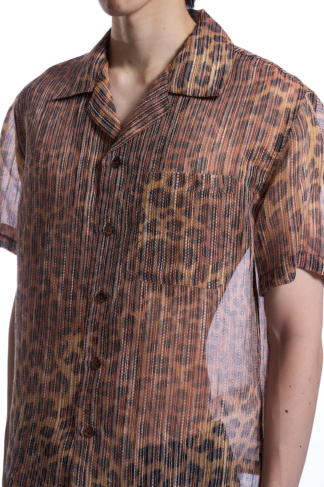 ITALIAN SHEER LEOPARD HALF SHIRT LEOPARD