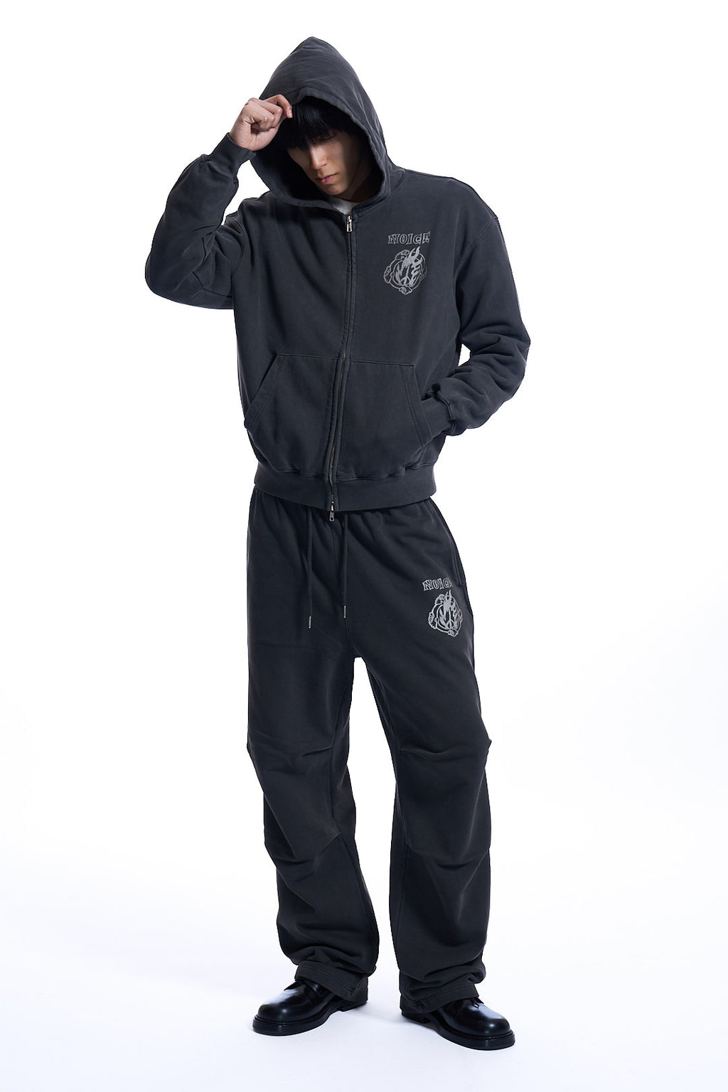 NOICE X VERDY DYED ZIP HOODIE  CHARCOAL
