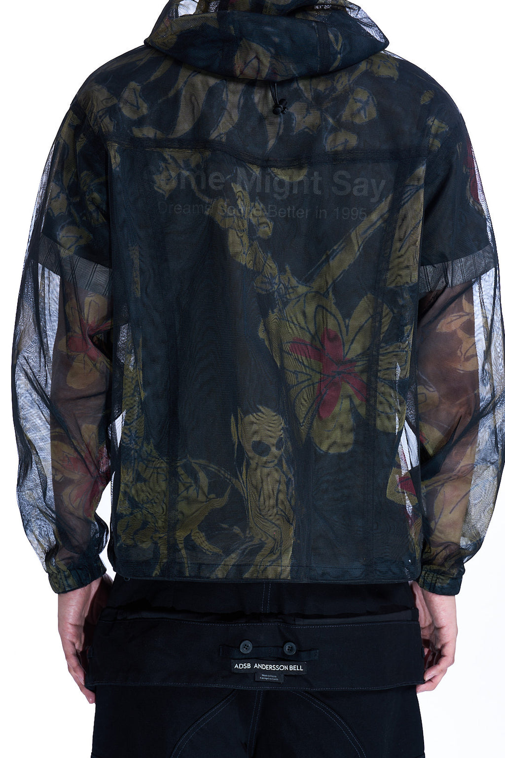 FLOWER SHEER HOODIE JACKET BLACK