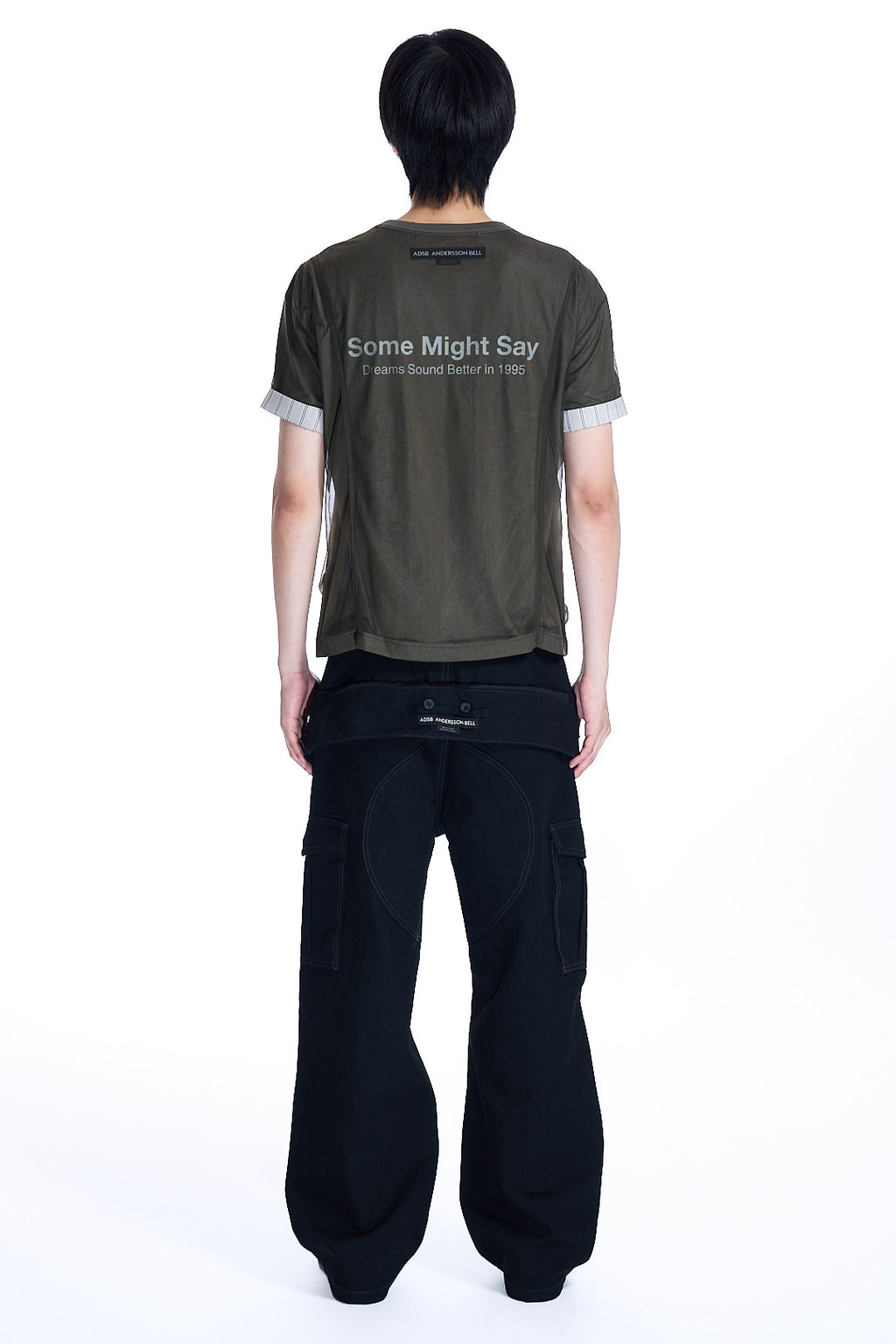 OVERLAY ROLL-UP CUFFS T-SHIRT KHAKI