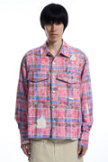 Hand patch check shirt Red check