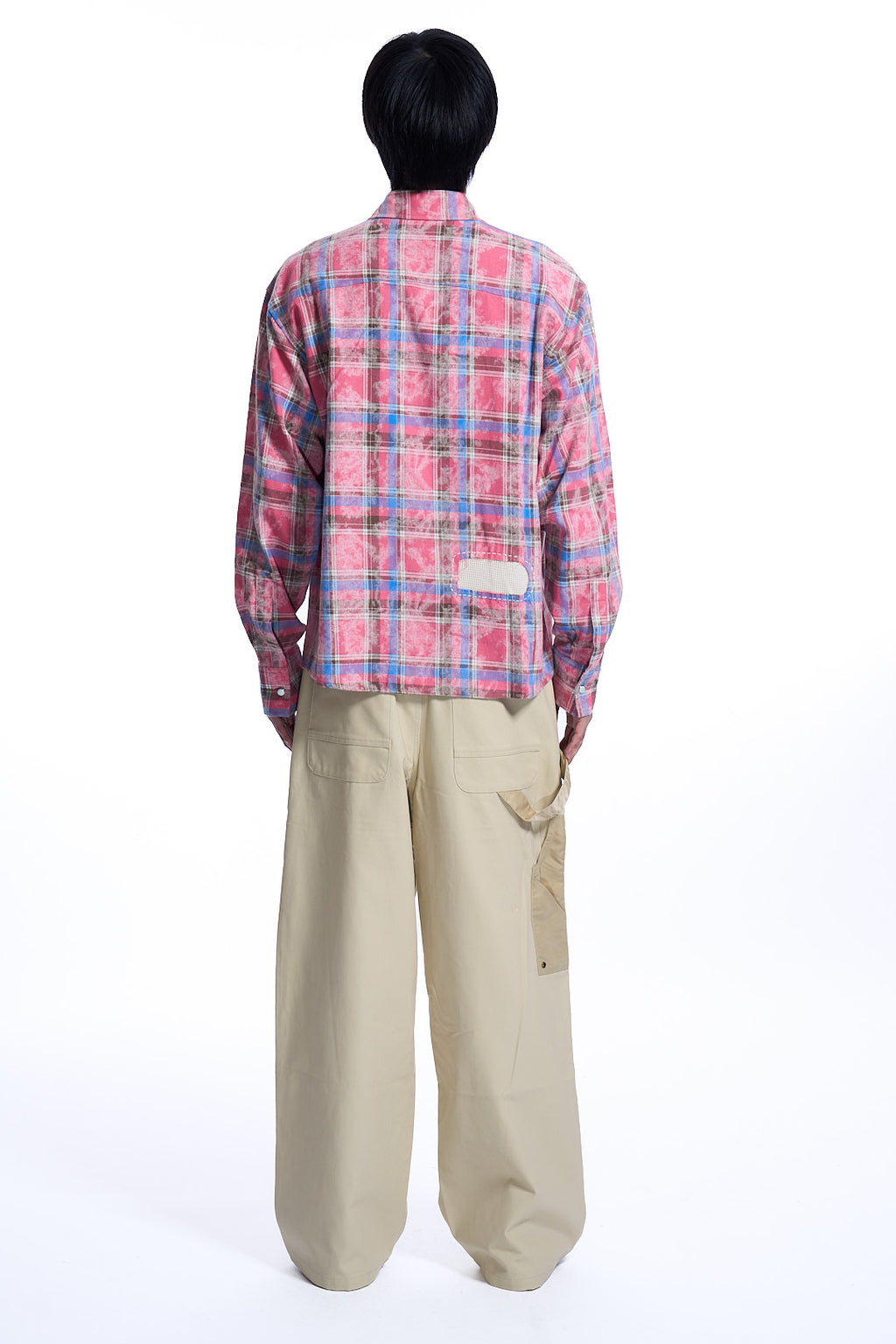 Hand patch check shirt Red check