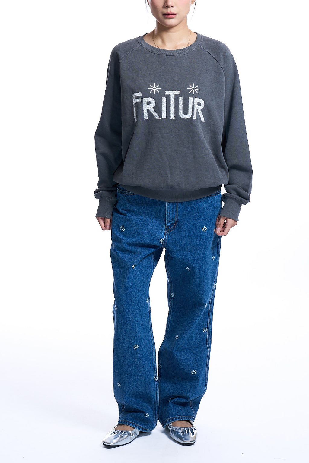 Embroidery Patch Sweatshirt GREY