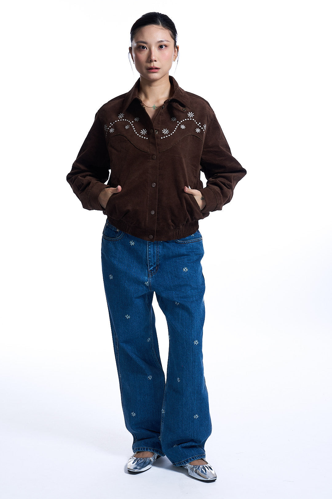 Western Embroidery
Bomber Jacket BROWN