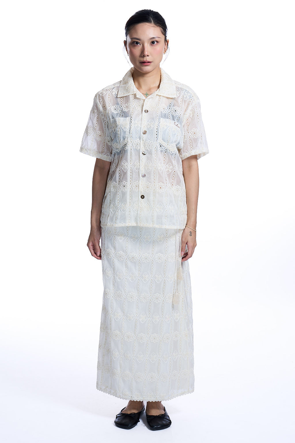 Needle Tassel Maxi Skirt IVORY