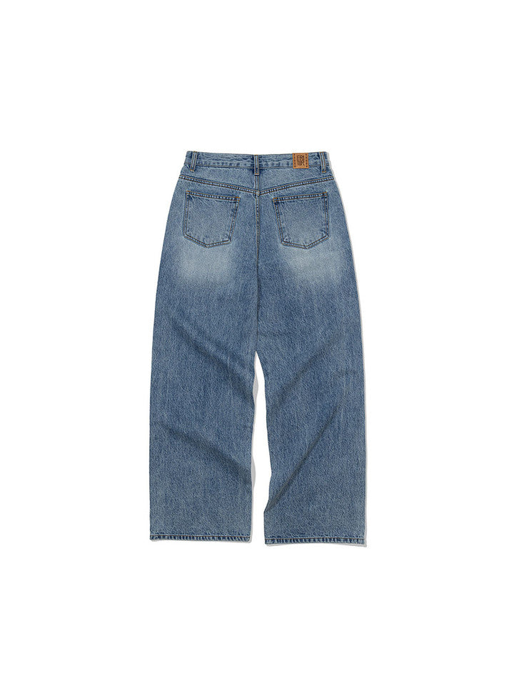 Plain Wide Denim Pants BLUE